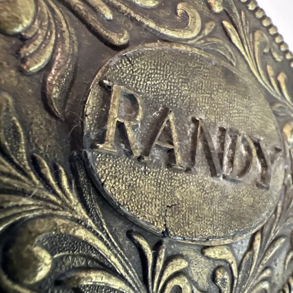 Vintage Belt Buckle 1977 RANDY Western Floral Custom Name The Kinney Co - Picture 7 of 7
